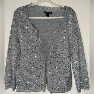 White House Black Market Women’s  Sequin Peplum Sweater Sz Large